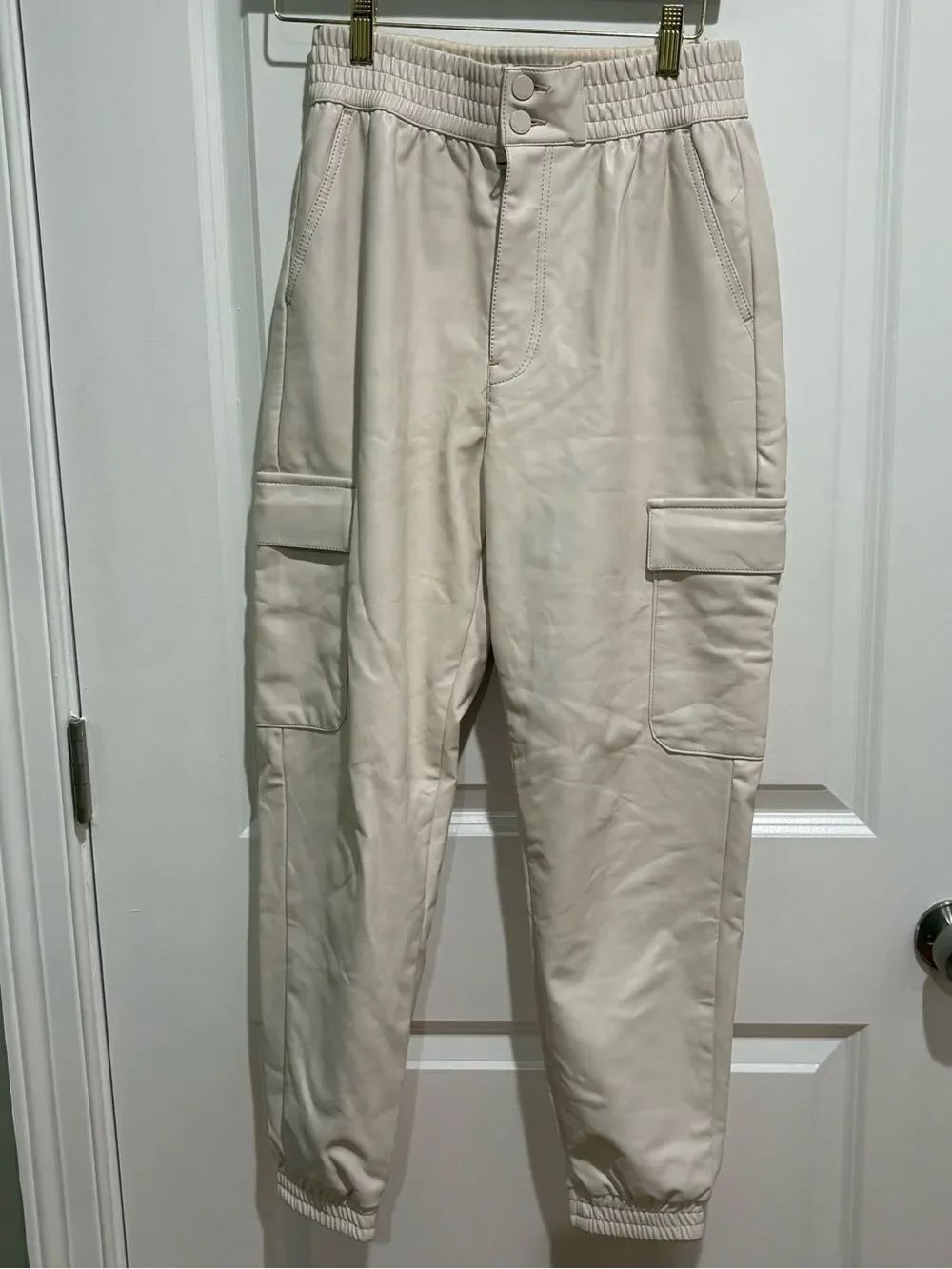 Abercrombie & Fitch Cream Vegan Cargo Joggers